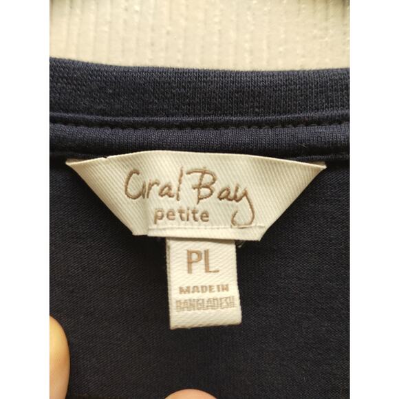 Coral Bay NWT Size Petite Large Navy Blue Beach Umbrella Patriotic Graphic Tee - Picture 4 of 7